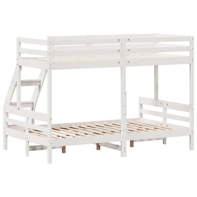 Lit superposé sans matelas 90x200/120x200 cm blanc bois massif