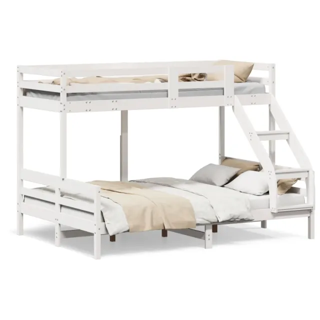 Lit superposé sans matelas 90x200/140x200 cm blanc bois massif