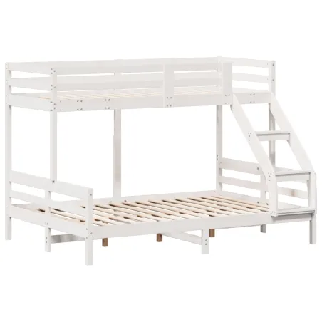 Lit superposé sans matelas 90x200/140x200 cm blanc bois massif