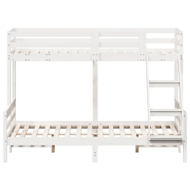 Lit superposé sans matelas 90x200/140x200 cm blanc bois massif