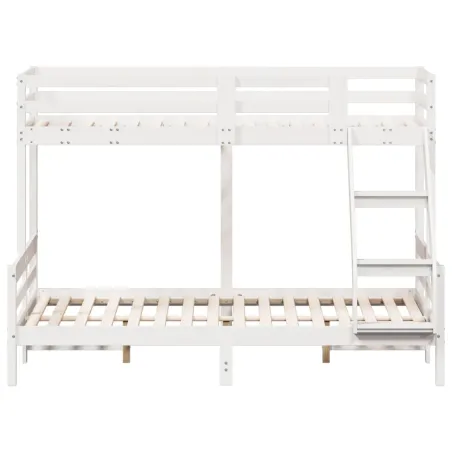 Lit superposé sans matelas 90x200/140x200 cm blanc bois massif