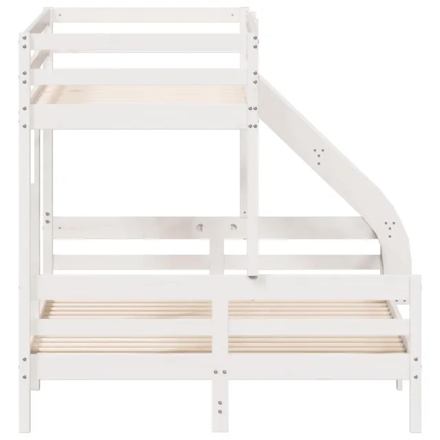 Lit superposé sans matelas 90x200/140x200 cm blanc bois massif