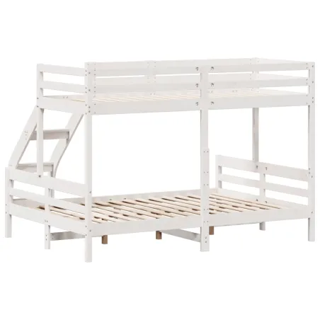 Lit superposé sans matelas 90x200/140x200 cm blanc bois massif