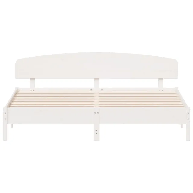 Cadre de lit sans matelas blanc 200x200 cm bois massif de pin