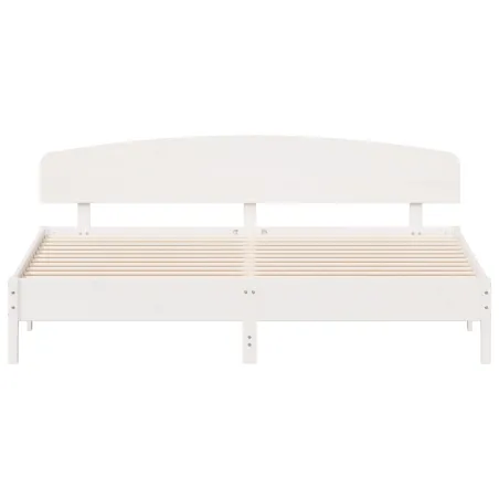Cadre de lit sans matelas blanc 200x200 cm bois massif de pin