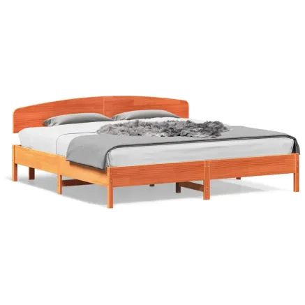 Cadre de lit sans matelas cire marron 200x200cm bois pin massif 2