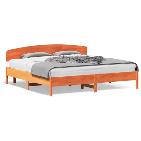 Cadre de lit sans matelas cire marron 200x200cm bois pin massif