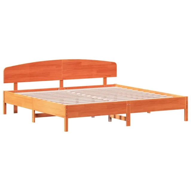 Cadre de lit sans matelas cire marron 200x200cm bois pin massif