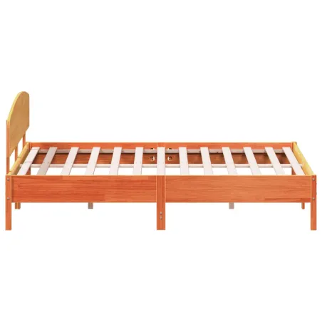 Cadre de lit sans matelas cire marron 200x200cm bois pin massif