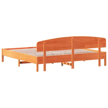 Cadre de lit sans matelas cire marron 200x200cm bois pin massif