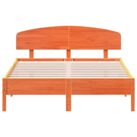 Cadre de lit sans matelas cire marron 150x200cm bois pin massif