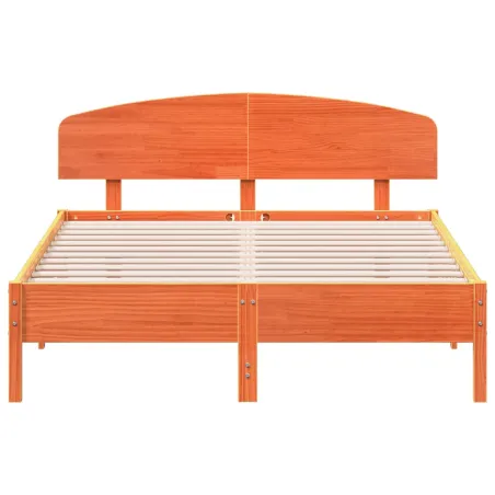 Cadre de lit sans matelas cire marron 140x200cm bois pin massif