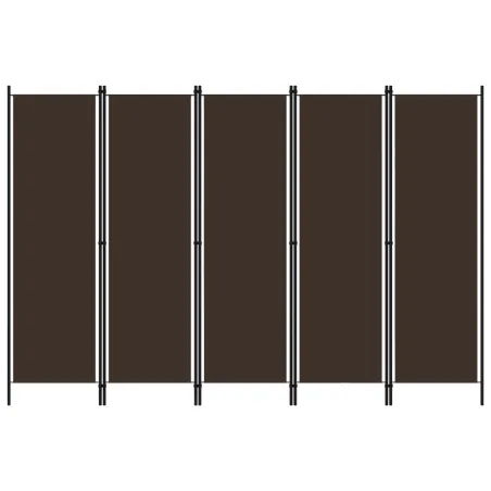 Cloison de séparation 5 panneaux Marron 250x180 cm