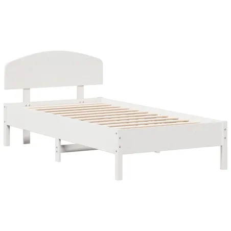 Cadre de lit sans matelas blanc 75x190 cm bois de pin massif