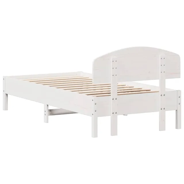 Cadre de lit sans matelas blanc 75x190 cm bois de pin massif