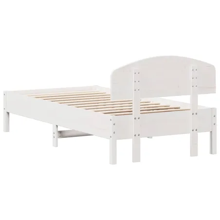 Cadre de lit sans matelas blanc 75x190 cm bois de pin massif