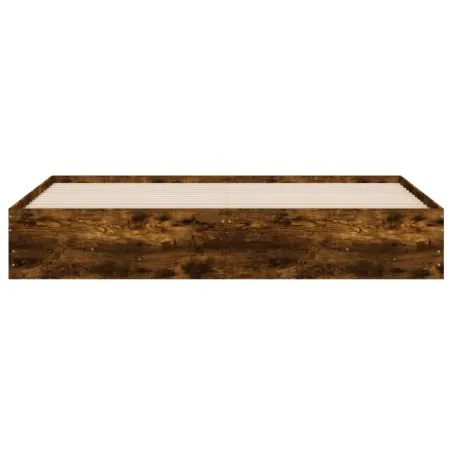 Cadre de lit avec tiroirs sans matelas chêne fumé 200x200 cm