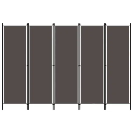 Cloison de séparation 5 panneaux Anthtracite 250x180 cm