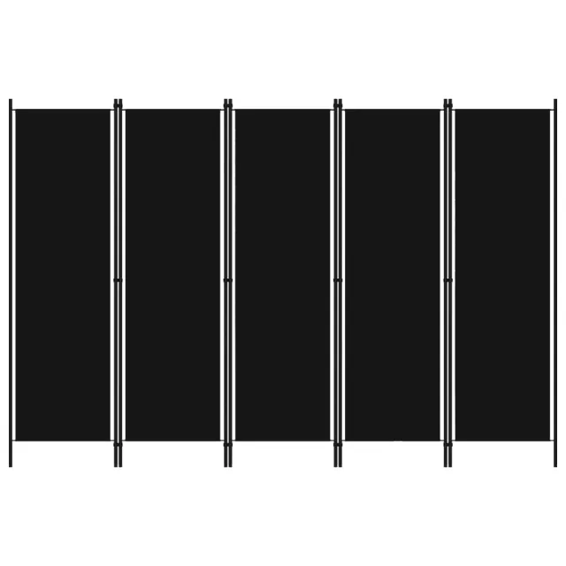 Cloison de séparation 5 panneaux Noir 250x180 cm
