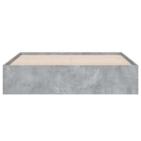 Cadre de lit avec tiroirs sans matelas gris béton 150x200 cm