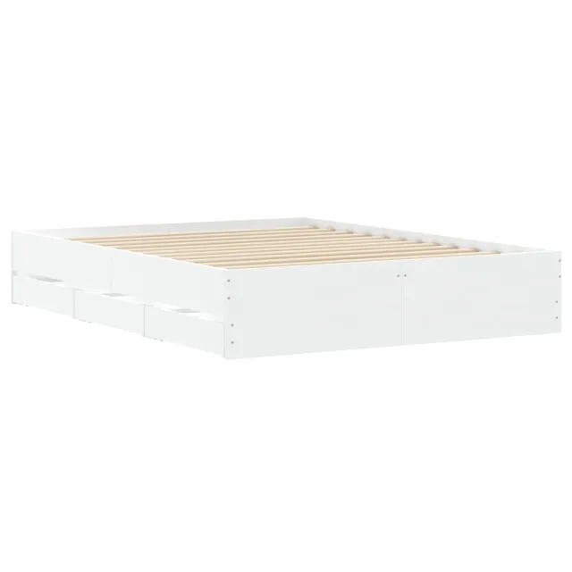 Cadre de lit avec tiroirs sans matelas blanc 140x200 cm