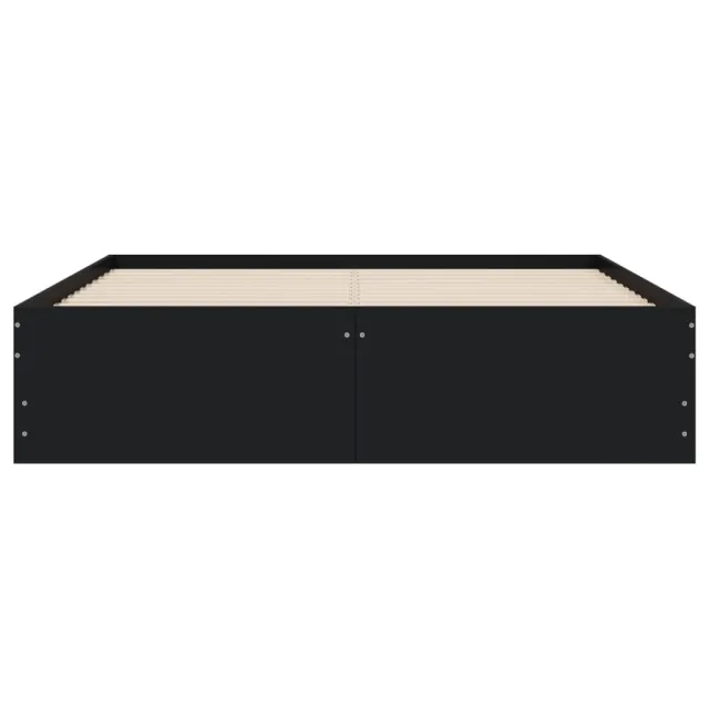 Cadre de lit avec tiroirs sans matelas noir 120x200 cm