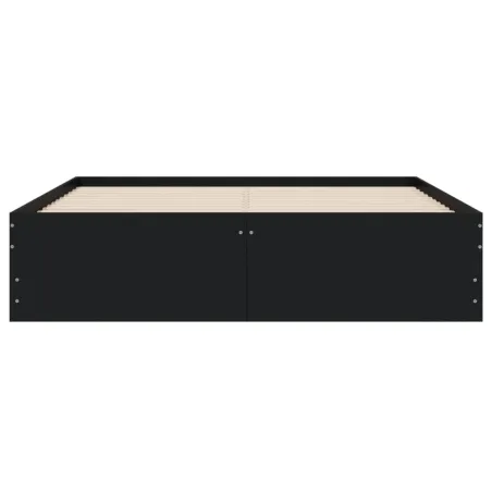 Cadre de lit avec tiroirs sans matelas noir 120x200 cm