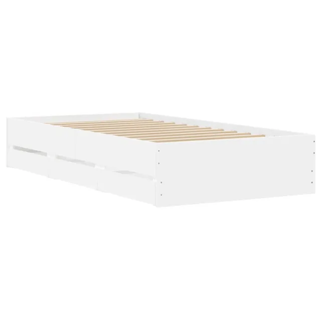 Cadre de lit avec tiroirs sans matelas blanc 100x200 cm
