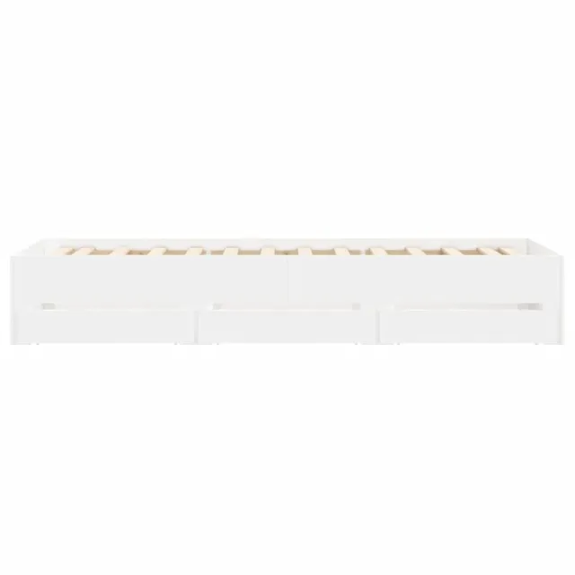 Cadre de lit avec tiroirs sans matelas blanc 90x200 cm