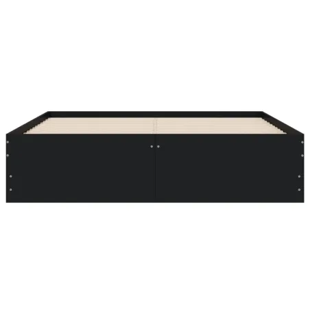 Cadre de lit avec tiroirs sans matelas noir 120x190 cm