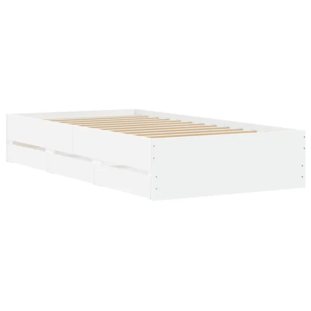 Cadre de lit avec tiroirs sans matelas blanc 90x190 cm