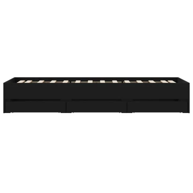 Cadre de lit avec tiroirs sans matelas noir 90x190 cm