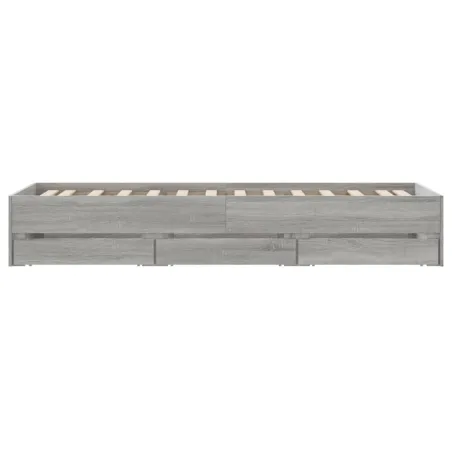 Cadre de lit avec tiroirs sans matelas sonoma gris 90x190 cm