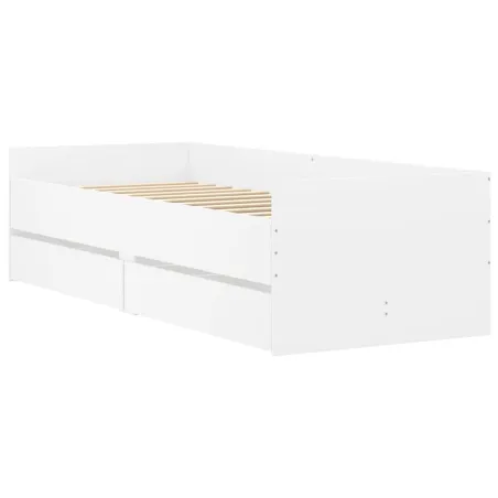 Cadre de lit avec tiroirs sans matelas blanc 90x200 cm