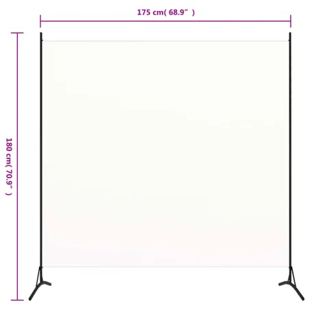 Cloison de séparation blanc 175x180 cm tissu
