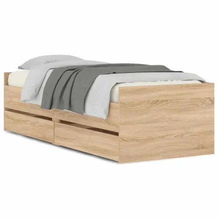 Cadre de lit sans matelas chêne sonoma 75x190 cm 2