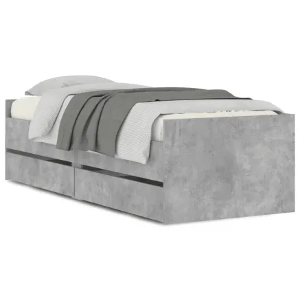 Cadre de lit sans matelas gris béton 75x190 cm 2