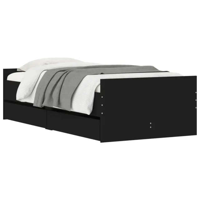 Cadre de lit sans matelas noir 75x190 cm