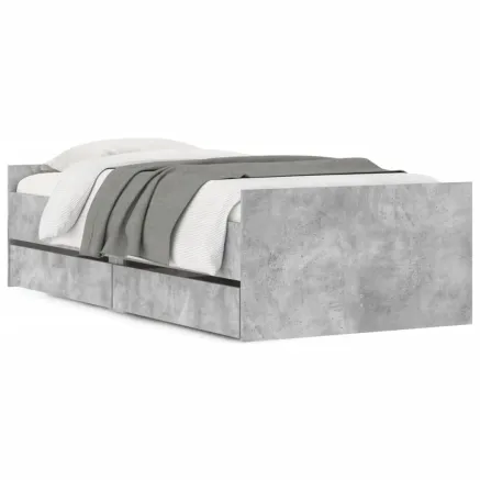 Cadre de lit sans matelas gris béton 75x190 cm 2