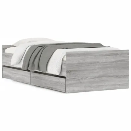 Cadre de lit sans matelas sonoma gris 75x190 cm 2