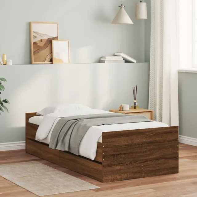 Cadre de lit sans matelas chêne marron 75x190 cm