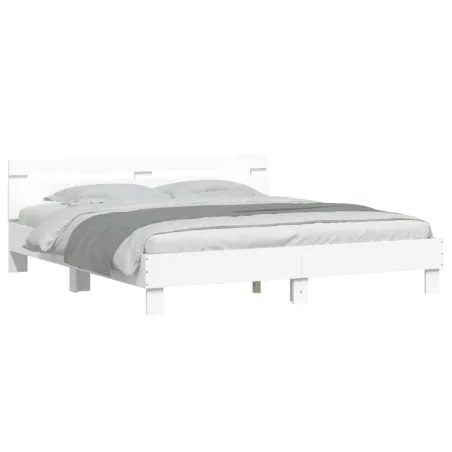 Cadre de lit sans matelas blanc 200x200 cm