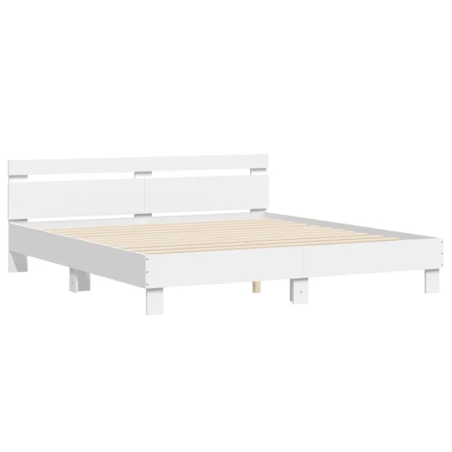 Cadre de lit sans matelas blanc 200x200 cm