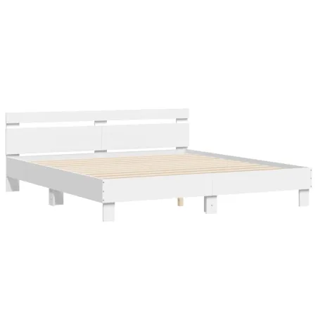 Cadre de lit sans matelas blanc 200x200 cm