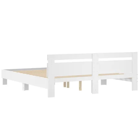 Cadre de lit sans matelas blanc 200x200 cm