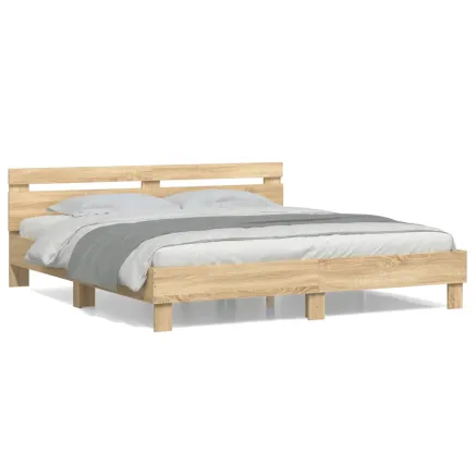 Cadre de lit sans matelas chêne sonoma 200x200 cm 2