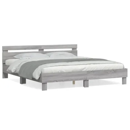 Cadre de lit sans matelas sonoma gris 200x200 cm