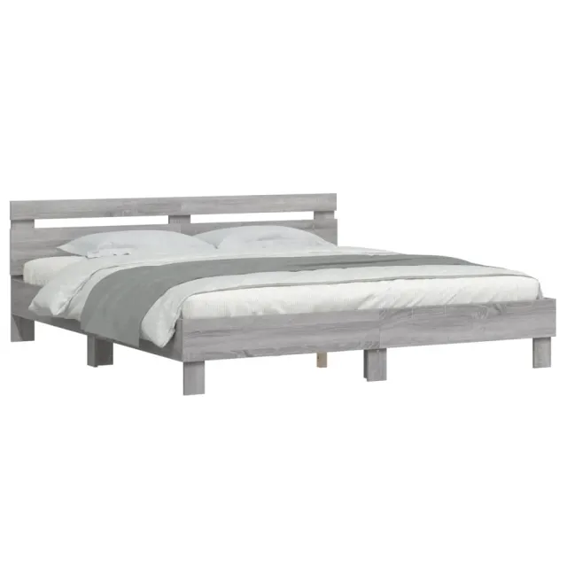 Cadre de lit sans matelas sonoma gris 200x200 cm