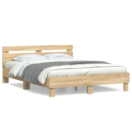 Cadre de lit sans matelas chêne sonoma 140x190 cm 2