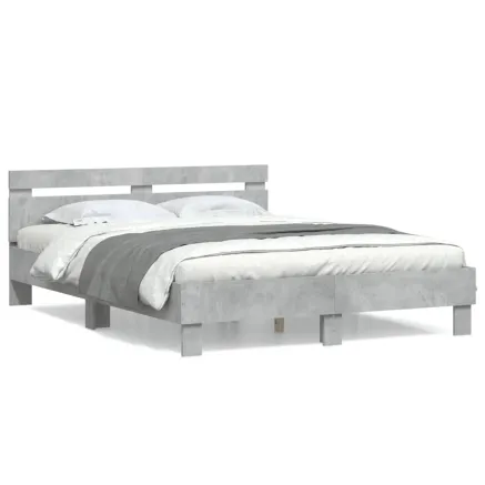 Cadre de lit sans matelas gris béton 140x190 cm 2